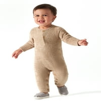 Momente moderne de Gerber Baby Boy sau fată gen neutru Maneca lunga confortabil Henley Maneca lunga Romper, dimensiuni 0 3 luni