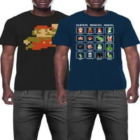 Tricou grafic Super Mario pentru bărbați și bărbați mari Nintendo, pachet 2, Dimensiune S-3XL