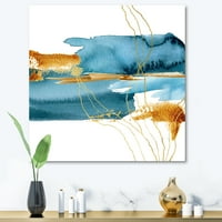Designart 'Golden Laminaria Branch Cu Albastru Underwater Plant' Modern Canvas Wall Art Print