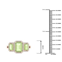 Imperial pietre prețioase 10k Rose de aur Smarald tăiat verde ametist CT TW diamant trei pietre Halo femei Inel