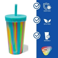 Silipint: Silicon 22oz pahare de paie: Sugar Rush-cupă reutilizabilă incasabilă, flexibilă, rece la cald, capac etanș