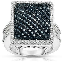 Carat T. W. albastru și alb diamant argint inel de moda