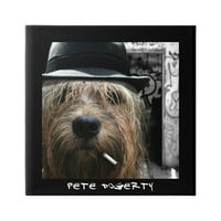 Stupell Industries Pete Dogerty muzician plin de umor pălărie câine de țigară Galerie foto pânză învelită artă de perete, Design