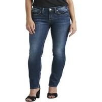 Silver Jeans Co. Femei Suki Mijlocul naștere blugi Picior drept, talie dimensiuni 24-36