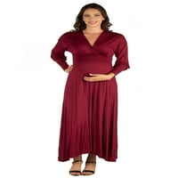 24seven Comfort îmbrăcăminte V-Neck Maneca lunga maternitate Maxi rochie