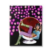 Stupell Industries Pink Daisy Flowers actriță Taylor Lounging scaun Modern noutate pictură Galerie-pânză învelită artă de perete imprimată, 30, Design de Lynnda Rakos