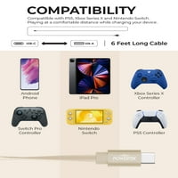 Cablu de încărcare USB Tip C Liquipel Powertek, Cablu de încărcare rapidă USBC la USBA de 6 ft, Adaptor pentru Mașină, Galaxy,