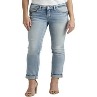 Silver Jeans Co. Blugi pentru femei Elyse Mid Rise Straight Leg, dimensiuni talie 24-36