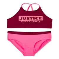 Justiție fete două Bikini cruce curea de costume de baie, dimensiuni 6-22P