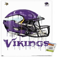 Minnesota Vikings-Poster de perete cu cască de picurare cu știfturi, 22.375 34