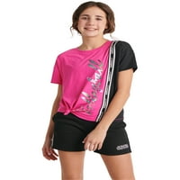 Justice Girls J-Sport Colorblocked Active Knot Tricou frontal, dimensiuni XS-XXL