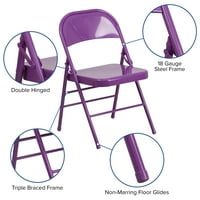 Flash mobilier HERCULES COLORBURST seria impulsiv Violet triplu Braced & dublu balamale metal pliere scaun