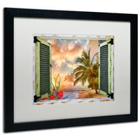 Marcă comercială Fine Art 'Window to Paradise IV' Matted Framed Art De Leo Kelly