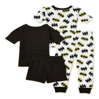 Batman Toddler Boys tricou și pantaloni Cu mânecă scurtă din bumbac, Set de pijama din 4 Piese, dimensiuni 2T-5T