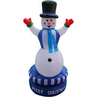 5.5 ' înalt animat Airblown Crăciun Gonflabil Rotativ om de zăpadă cu pinguin pe spate