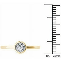 Carat T. W. diamant Bezel Solitaire 14kt aur galben inel de logodna