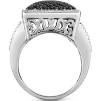 Carat TW negru și alb diamant argint moda inel