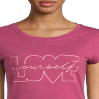 Tricou grafic Love Yourself pentru femei cu mâneci scurte