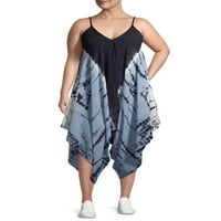 Salopetă de batistă pentru femei țigănești romantice, Plus Size, Tie-Dye