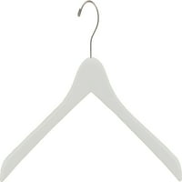 Umeraș de Top din lemn concav alb, umerașe groase curbate cu cârlig pivotant din nichel mat pentru jachete sau cămăși Fine de