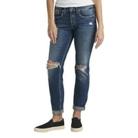 Silver Jeans Co. Blugi pentru femei Boyfriend Mid Rise Slim Leg, dimensiuni talie 24-36