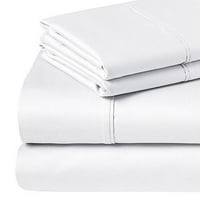 Thread Count alb bumbac 4-bucata foaie set, complet