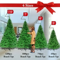 Cămilă puternică nou Verde 7.5 ' Pin clasic Crăciun copac de Crăciun ramuri naturale realiste artificiale-sfaturi cu suport metalic
