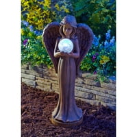 Moonrays solare Powered LED înger statuie cu Crackle Globe