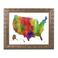 Marcă comercială Fine Art USA Map Clr-1 Canvas Art de Marlene Watson, Cadru ornamentat din aur