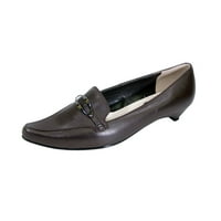 Louise femei Extra Latime Smart Casual Piele mocasini cu pisoi tocuri maro 7.5