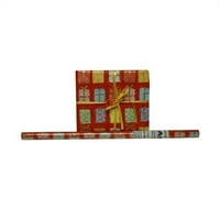 Hârtie De Împachetat De Crăciun, 12. Sq. ft. 1 pachet, roșu cu cadouri cadou Wrap
