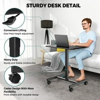 Birou Compact în picioare cu roți blocabile, birou portabil pentru Laptop reglabil pe înălțime pentru birou la domiciliu, Negru