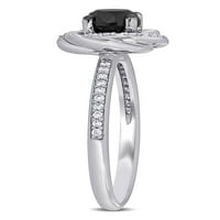 Miabella 1-Carat T. W. diamant alb-negru 14k aur alb inel de logodna Swirl