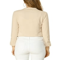 Chilipiruri unice femei crestate rever Ruched Maneca Jachete Business Crop Blazer