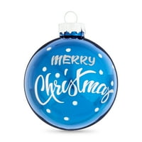 Timp de vacanță om de zăpadă de Crăciun și Crăciun fericit Ornament agățat cu bile de sticlă, cutie din 4 Piese
