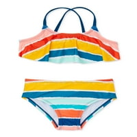 Costum De Baie Shelloha Girls Flounce Top Bikini, 2 Piese, Dimensiuni 4-16