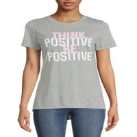 Gândește - te pozitiv tricou grafic pentru femei cu mâneci scurte