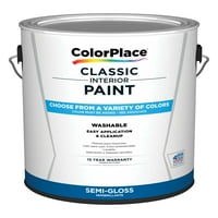 ColorPlace Vopsea Clasică Pentru Pereți Și Finisaje Interioare, Alb Nova, Semi-Lucios, Galon