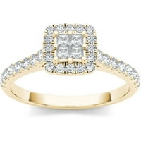 Carat TW diamant 10t Aur Galben single Halo inel de logodna