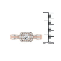 Carat T. W. diamant dublu Halo 10kt inel de logodna din Aur Roz