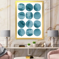 Designart 'Albastru Aquamarine Cercuri Elemente Geometrice' Modern Încadrată Arta Print
