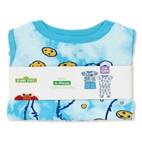 Bluze, pantaloni și pantaloni scurți Sesame Street Boys, Set de pijama din 4 Piese