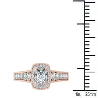 1-carate T. W. diamant singur Halo Vintage inel de logodna din Aur Roz 14kt