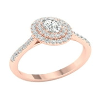 Imperial Ct TDW Oval diamant dublu Halo inel de logodna din aur roz de 10K