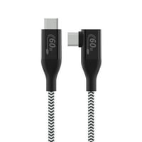 Auto Drive 90 USB de tip C la USB-C, 6ft, Cablu de încărcare și sincronizare a datelor, împletit, negru
