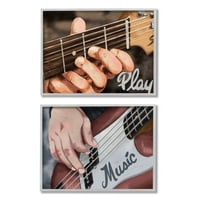 Stupell Industries juca fraza muzica chitara String Strummer mâinile încadrată de perete arta Design de Marcus Prime, bucată,