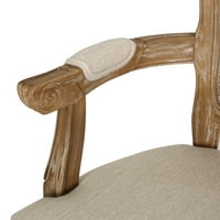 Noble House McKone scaun de sufragerie tapițat din lemn și trestie Franceză, Set de 4, Bej