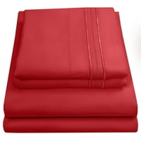 Madame Marie Contemporan Microfibră Dormitor Culoare Solidă Pat Cearșaf Set California King-Red