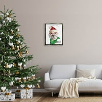 Stupell Industries dezlănțuie Cheer Holiday Dog artă grafică luciu Gri Floating Framed Canvas Print artă de perete, Design de