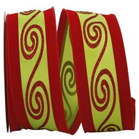 Panglică de vârtej de Crăciun din hârtie, roșu și verde, 4in 10yd, 1 pachet